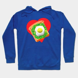 Avocado Toast Lovers Toast with Egg on a Bright Red Heart. (White Background) Hoodie